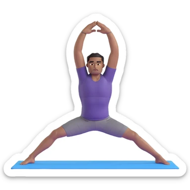 man doing warrior pose yoga with arms stretched out, legs in lunge position sticker