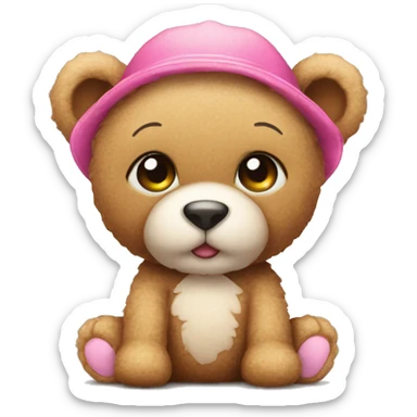 Cute teddy with a pink now sticker