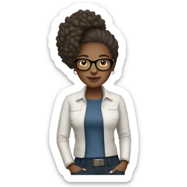woman has a modern, minimalist look with natural hair, minimal makeup, and smart-casual outfits like jeans, blazers, and sneakers. She often wears a smartwatch or stylish glasses, balancing practicality and professionalism.






 sticker