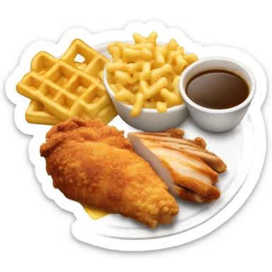 A Chick-fil-A meal with grilled chicken, mac & cheese, and waffle fries sticker