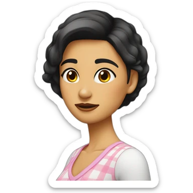 Chica morena con corte Bob y ojos achinados sticker