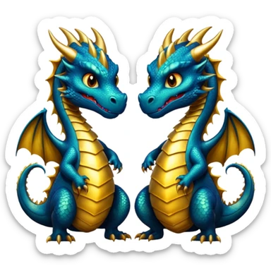 2 dragons, 1 is black and the other is gold, the gold is smaller than the black one sticker