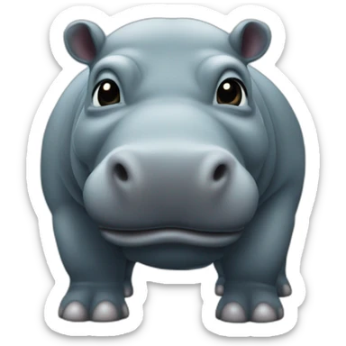 Hippopotame bleu avec des symboles noir sur sa peaux  sticker