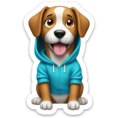 Dog wearing a hoodie and waving hello sticker