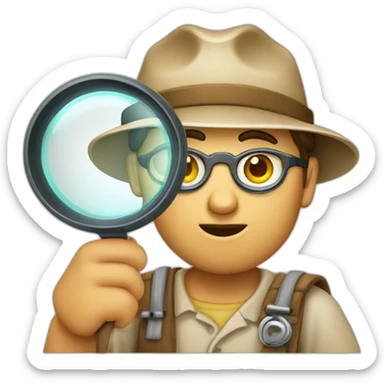 archaeologist searching with magnifying glass sticker
