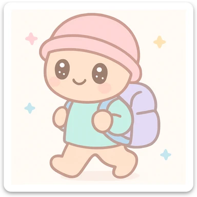 person with backpack traveling kawaii style sticker