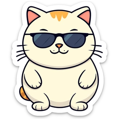 Fat cat with sunglasses sticker