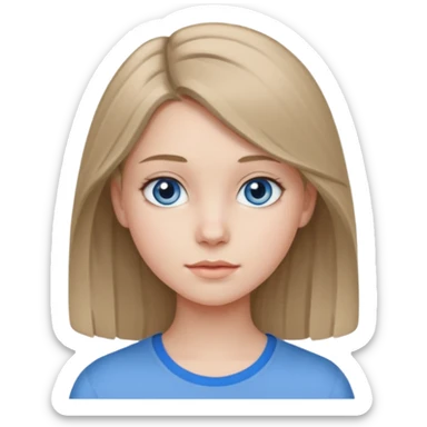 Teen girl with dark blond 1b hair and grey blue eyes and pale skin  sticker