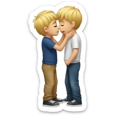 Two boys smooching sticker