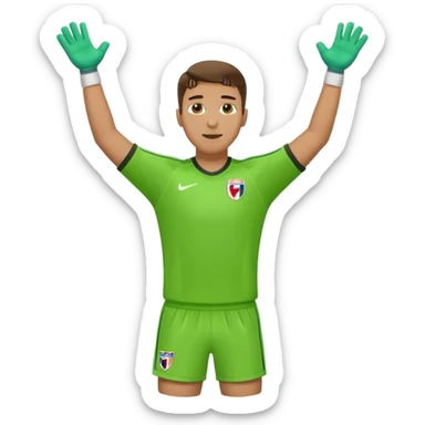 soccer goalkeeper green shirt, shorts, socks, football boots arms up sticker