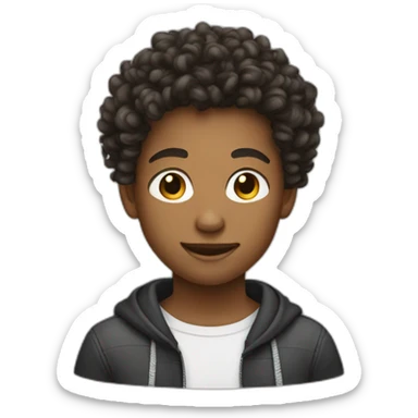 teen kid with taper fade and curly hair sticker
