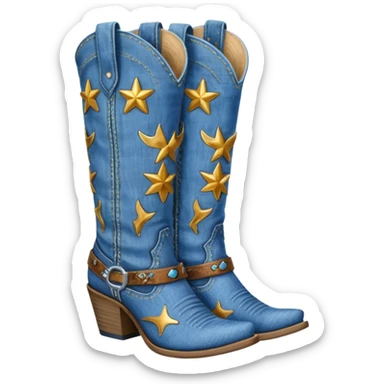 Denim cowgirl boots sticker