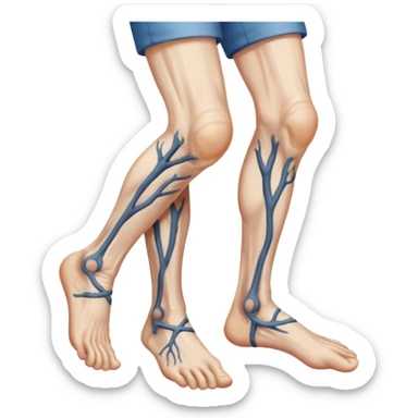 old peoples legs with discrete veins showing sticker