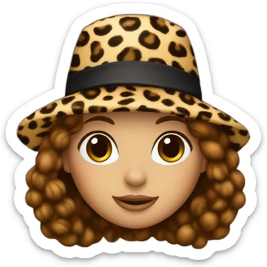leopard print girl in hat Brown Hair sticker