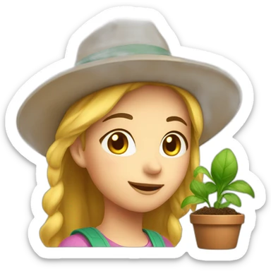 girl gardener in a hat with a сфлу sticker