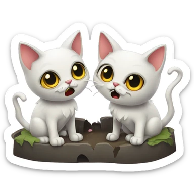 two zombie cats in love coming out of graves sticker