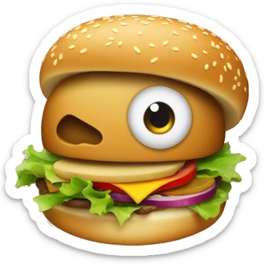 Un oiseau mange un hamburger  sticker