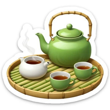 japan bamboo tray with a teapot and cup sticker