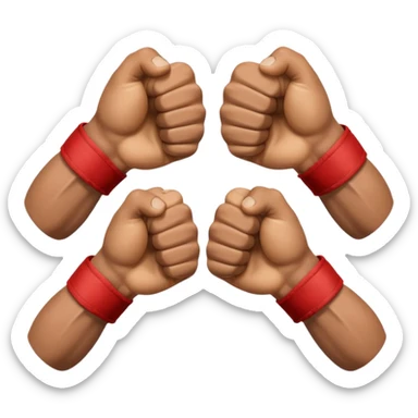 a sideways view of two sets of hands boxing sticker