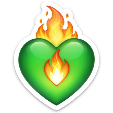 green flame heart sticker