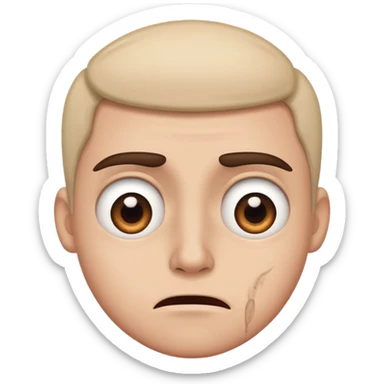 Person facing to the left but looking at camera with eyes with disgust face and reaction  sticker