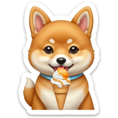 The baby shiba dog with icecream sticker