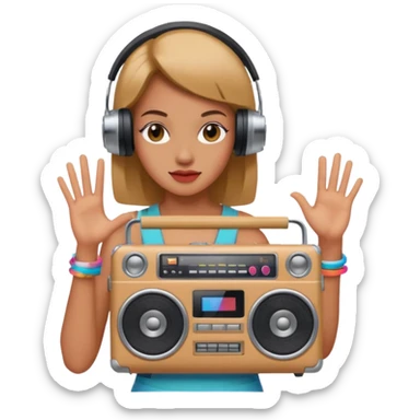 woman holding boombox sticker