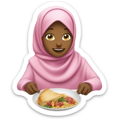 Pink Hijabic girl bon appetite  sticker