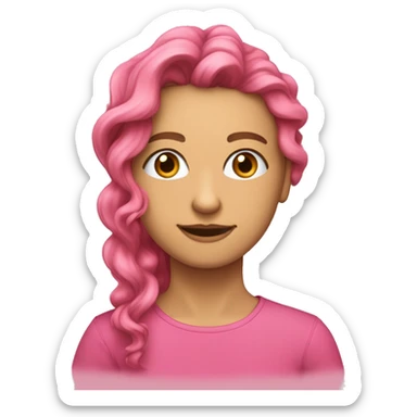 Cabelo rosa, ondulado, na altura dos ombros, olhos casanhos claros e pele parda sticker