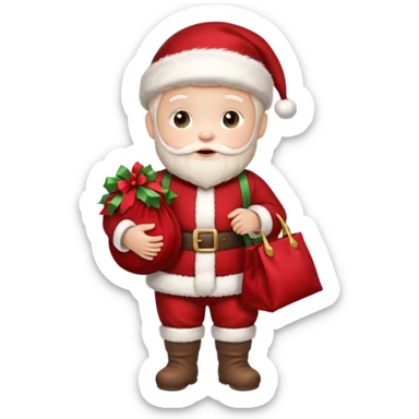 baby Santa Claus is carrying a bag of presents  sticker