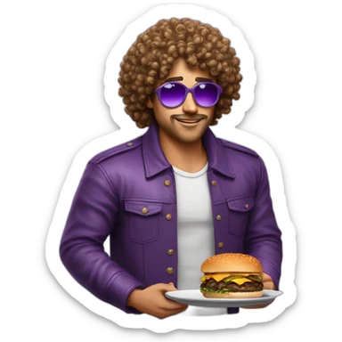 curly-hair-purple-cool-guy-round-star-sunglasses-hodling-burger sticker