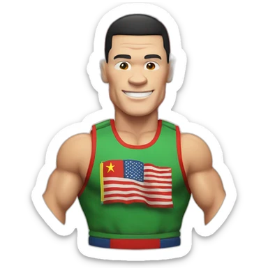 John cena with china flag sticker