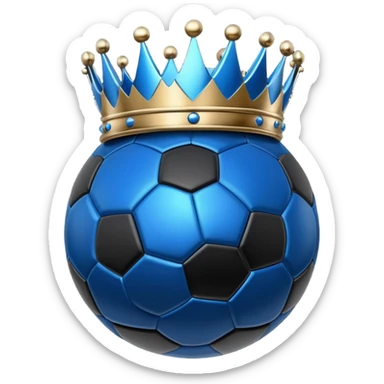 Blue crown on black soccer ball sticker