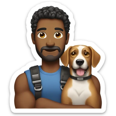 A man with big arms and a beautiful dog sticker