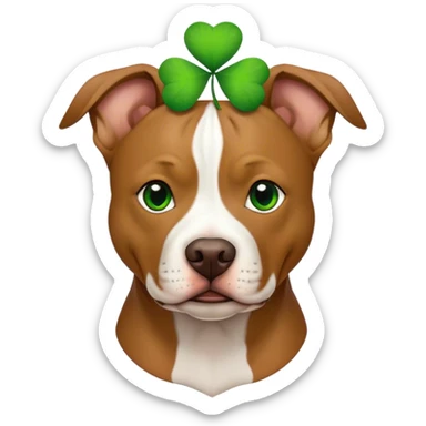 Pit bull dog with shamrock  sticker