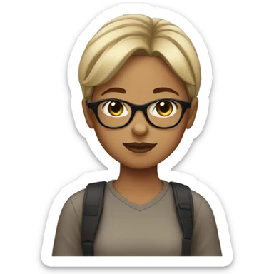 girl with glasses, short hair that loves cats sticker