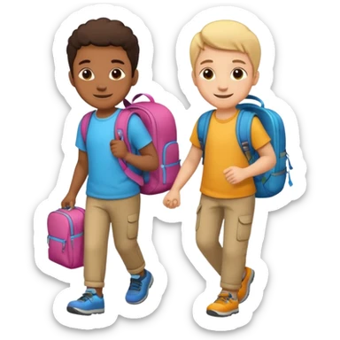Kids Carrying Backpacks sticker