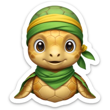 cute sea turtle wearing a yellow pirate scarf sticker