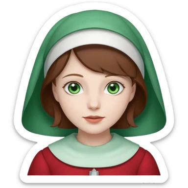 Handmaid woman with brown hair and green eyes. Only head sticker