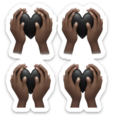 black heart in hands sticker