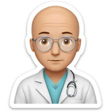 bald doctor with bandanna sticker