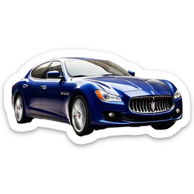 Maserati Quattroporte (2022) – cinematic-realistic Maserati Quattroporte emoji, its striking Italian design turning heads as it effortlessly maneuvers through the streets of Milan. The engine roars with Italian flair, echoing the car's racing heritage while enveloping the driver in an atmosphere of true luxury. sticker