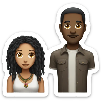 Black guy with dreads and Mexican girl straight black hair sticker