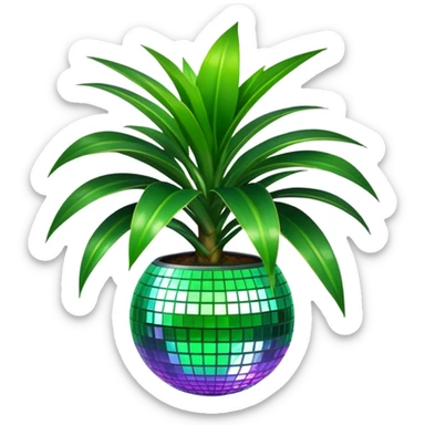 dracaena houseplant in a disco ball sticker