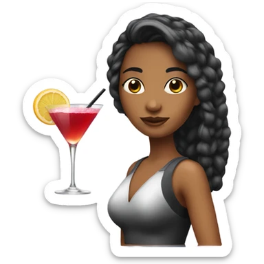 girl with cocktail sticker