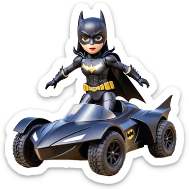 I:16 scale racing sexy fitted Batgirl’s buxom attractively armored midnight-colored tight outfit tv series style dark knight stealthy accurate sporty safe plush deluxe off-road pursuit drifting F1 town car (black hair, shoulders back against seat) rally vehicle  sticker