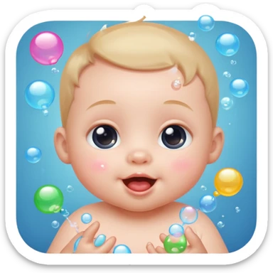 Tiny baby popping bubbles sticker