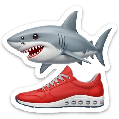 Tiburón puesto en sus aletas tenis rojos sticker