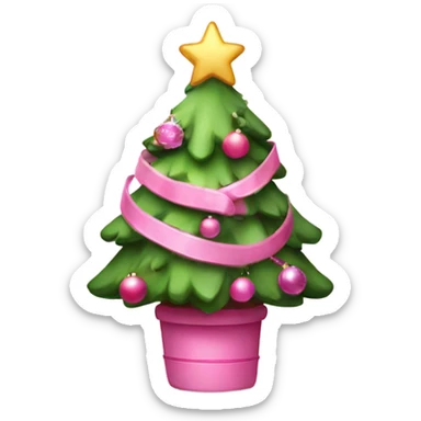 cute christmas tree with pink decor and a cute star sticker