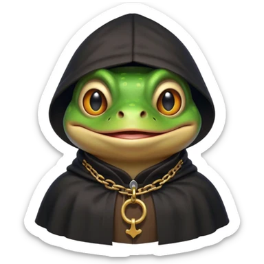 thief frog portrait, head and shoulders only, sly grin, dark cloak collar, mischievous burglar vibe, 3D cartoon, mobile game icon style, clean background, no text, no watermark
 sticker